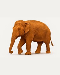 Obraz premium Dirty Asian Elephant Walking on White Background – Full Body, Mud-Covered, High Detail