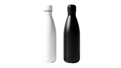 Contrast insulated stainless steel water bottles, black and white