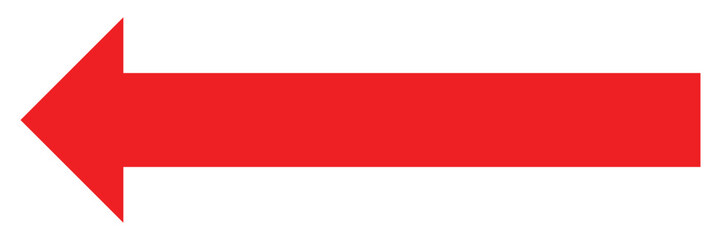 Long Horizontal Direction Arrows Icon. Red large forward or left pointing solid long arrow. 