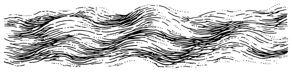 Abstract wavy lines texture background resembling flowing hair or water current in ink sketch style © Kaz