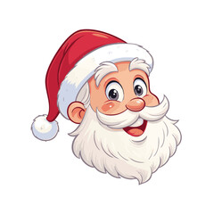 Image of a smiling Santa Claus head wearing a red Christmas hat