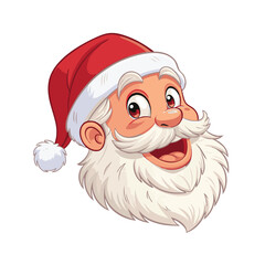Image of a smiling Santa Claus head wearing a red Christmas hat