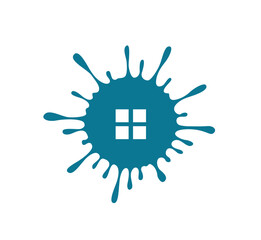 Teal Paint Splatter Home Window logo