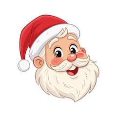 Image of a smiling Santa Claus head wearing a red Christmas hat