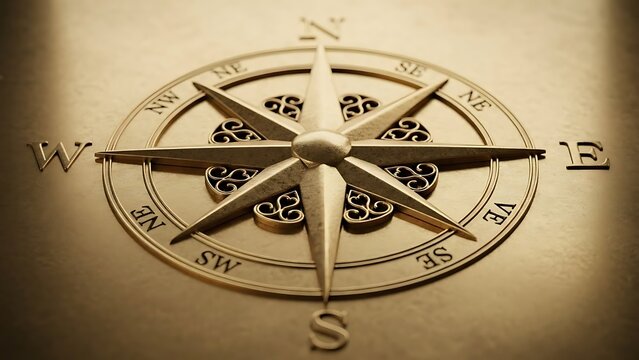 Elegant Gold Compass Rose - A Symbol of Navigation and Exploration.