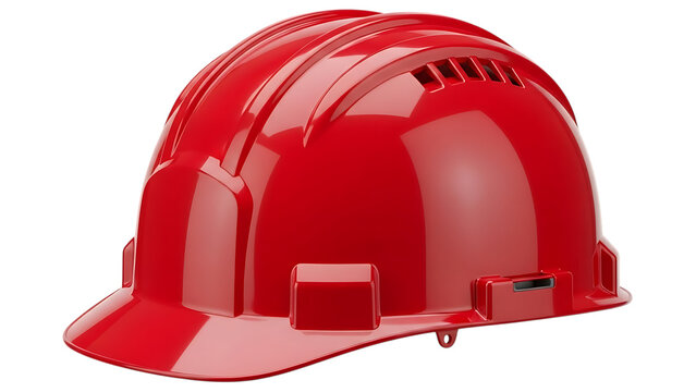 Red protective construction safety hard hat isolated 3d render - Powered by Adobe