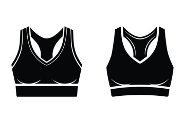 sports bra icons black silhouette vector set