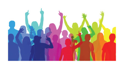 Colorful Crowd Silhouette: An artistic silhouette captures the energy of a diverse crowd of people, showcasing individual expressions and the collective power of unity.