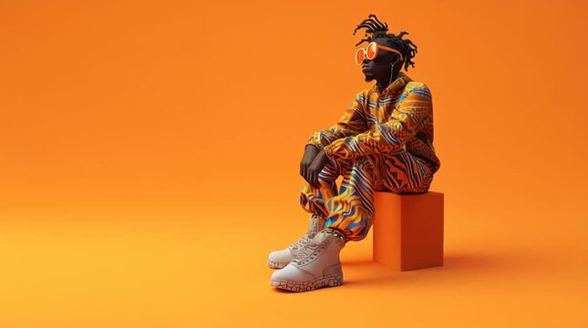 afrofuturism - crazy african people in a surreal abstract room