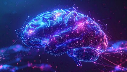 Artificial Intelligence Brain Concept: Glowing Digital Human Brain with Neural Network and Data Connections, Representing AI, Machine Learning, and Futuristic Technology