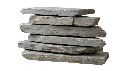 Stacked Slate Stones on White Background