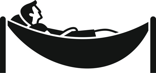 Man relaxing lying in hammock enjoying summer vacation