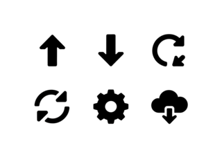 Icons of Digital Navigation: A set of six modern icons, perfectly illustrating fundamental functions, ready for immediate use. 