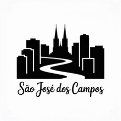 Fototapeta premium São José dos Campos Skyline Silhouette — Brazil’s Aerospace and Technology Hub Vector Illustration