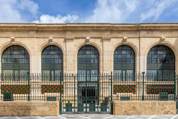 Jerez de la Frontera, Spain - May 15, 2025: Details of the medieval houses and palaces in the...