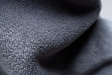 Macro Close Up of Soft Grey Blue Plush Fabric Texture