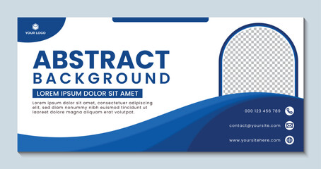 Elegant blue wave banner design clean background