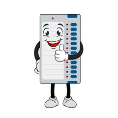 Indian Electronic Voting Machine (EVM) Cartoon Mascot Giving Thumbs Up Vector Illustration