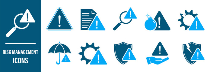 risk management flat icon set