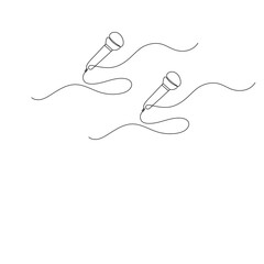 Microphone, continuous one-line drawing, minimalist outline vector illustration
