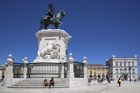 Equestrian statue of King Jose I, Commerce Square, Pra&ccedil;a do Comercio, Baixa district, Lisbon, Portugal