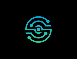 Abstract circuit board design on a black background