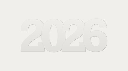 new year 2026 in Pantone Cloud Dancer on a clean minimal background.