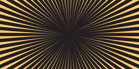 Vector realistic illustration of radial neon yellow lines glowing in darkness, energy burst, anime hero motion speed, manga design element. Abstract gold light motion speed zoom dynamic. 