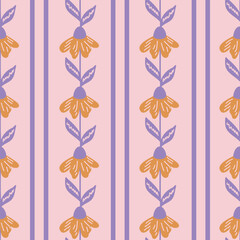 Seamless decorative pattern with daisies. Print for textile, wallpaper, covers, surface. For fashion fabric. Modern style millefleurs.