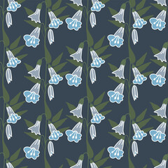 Seamless decorative pattern with bells flowers. Print for textile, wallpaper, covers, surface. For fashion fabric. Modern style millefleurs.