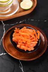 Spicy Shredded Konjac Snacks with Lime - Healthy Indoor Food Photography