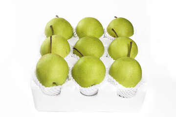 Fresh Green Pucheng Pears from Shaanxi in Protective Packaging