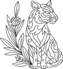  coloring page line art the king lion black vector Collection of elegant lion outline symbols. Simple vector mascot icon for branding.