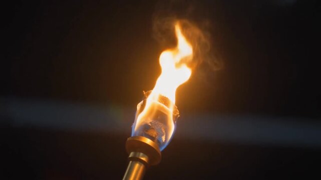 Burning Match Glowing in Dark Flame
