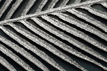 Silver palm leaf on black background color of the year 2026 cloud white dancer