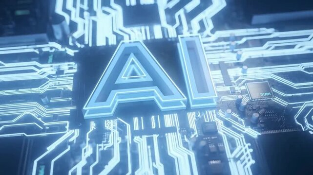 AI digital intelligence circuit animation showcasing advanced machine learning technology, neural data processing, futuristic chip design, innovation concept background video