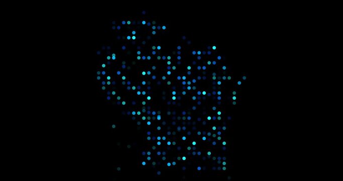 Falling Circles Create the Map of Wisconsin in Motion Graphic Style