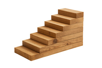 Wooden staircase isolated on transparent background