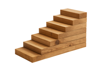 Wooden staircase isolated on transparent background