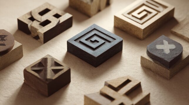 Intricate wooden block patterns for craft and design inspiration,Brain Teaser Month - Powered by Adobe