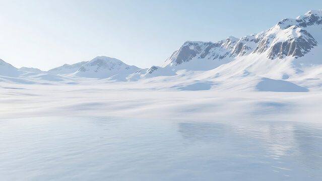 Frozen Arctic Landscape with Snowy Mountains