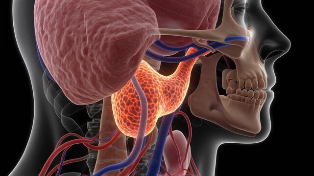 3D CGI Render of Human Pituitary Gland and Brain Anatomy