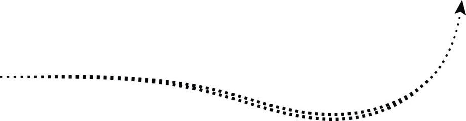 Abstract, thin perforated line following a smooth, rising curve, representing a progress graph, a design element, or a navigational route.