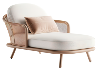 The sun lounger features a modern design with a fabric cushion. It is suitable for outdoor use and provides a space for relaxation in sunny areas