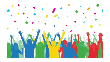 Celebration crowd raising hands