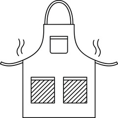 Outline vector illustration of a clean cooking garment, featuring steaming sides to represent warmth, preparing food, and culinary service.