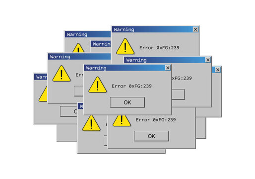 Operating system critical error warning. Retro user interface window with system failure. Software tech crash or bug report concept. Vector illustration for digital UI themes.