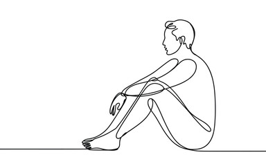 Fototapeta premium Minimalist continuous line art of a person sitting in a contemplative pose