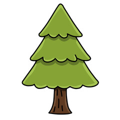 Fototapeta premium Cute green pine tree cartoon character vector illustration