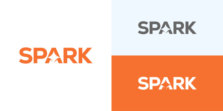 Creative modern spark logo template. Simple spark wordmark logo design vector illustration.